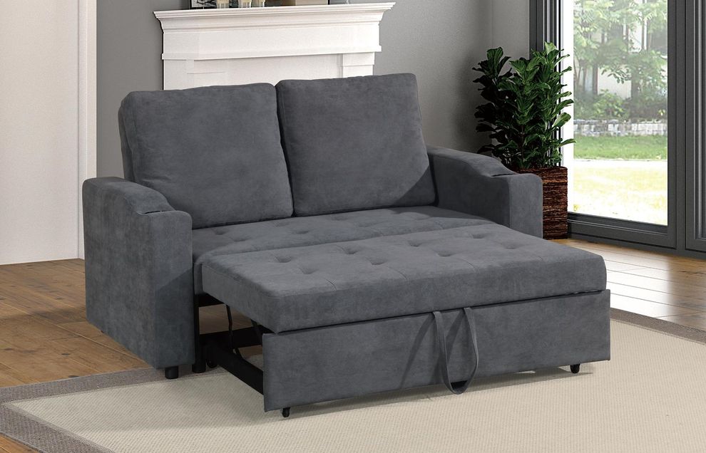 Charcoal gray sleeper / convertible sofa by Poundex