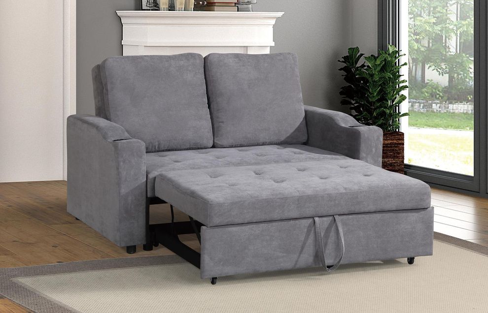 Light gray sleeper / convertible sofa by Poundex