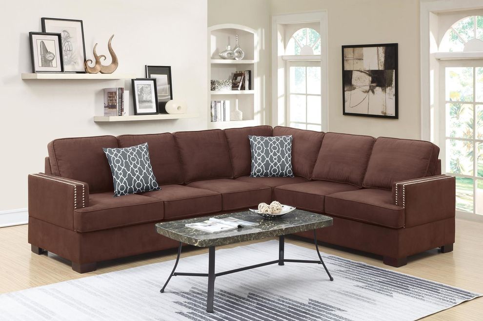 Reversible 2pcs sectional sofa in microfiber by Poundex