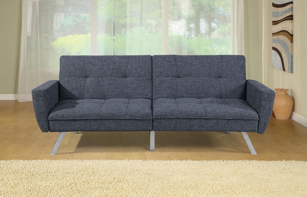 Polyfiber gray / ash black sleeper sofa by Poundex