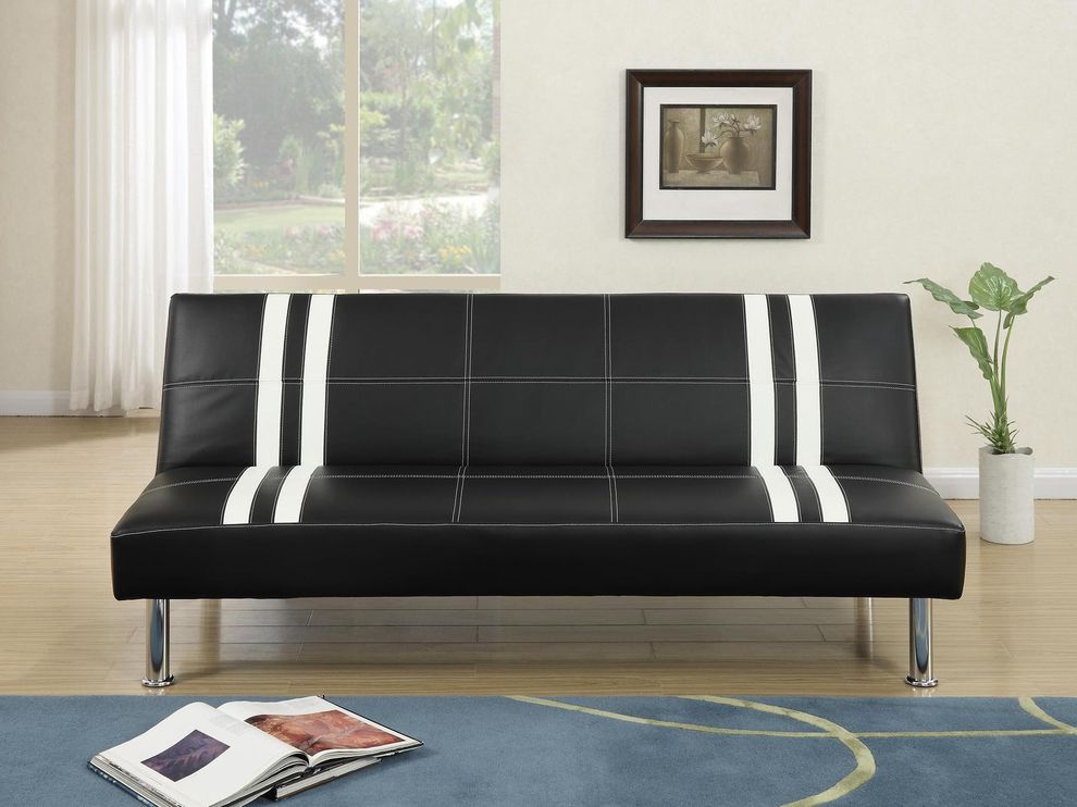 Black/white faux leather sofa bed by Poundex
