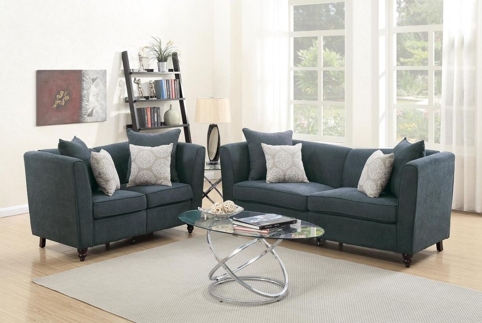 Velveteen fabric 2pc living room set by Poundex