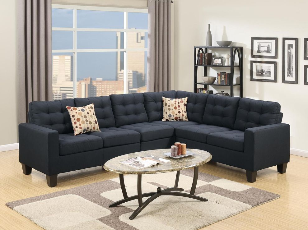 Navy fabric 4PCS casual sectional sofa by Poundex