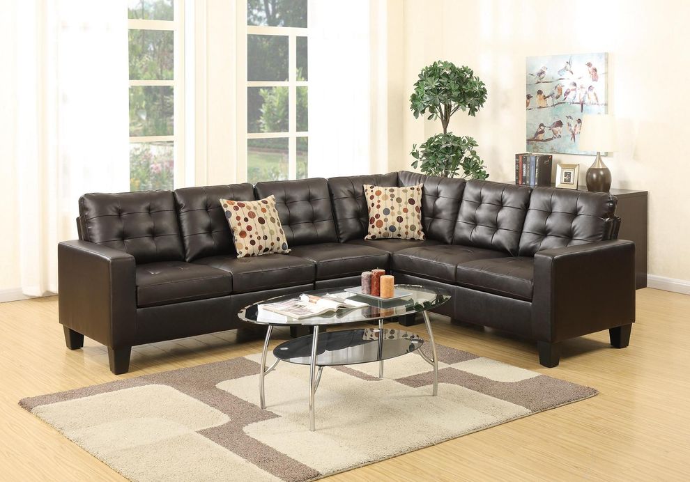 Espresso bonded leather 4PCS sectional sofa by Poundex