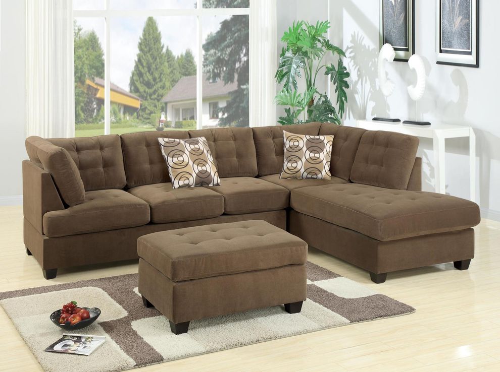 Waffle suede / truffle 2 PCS sectional couch by Poundex