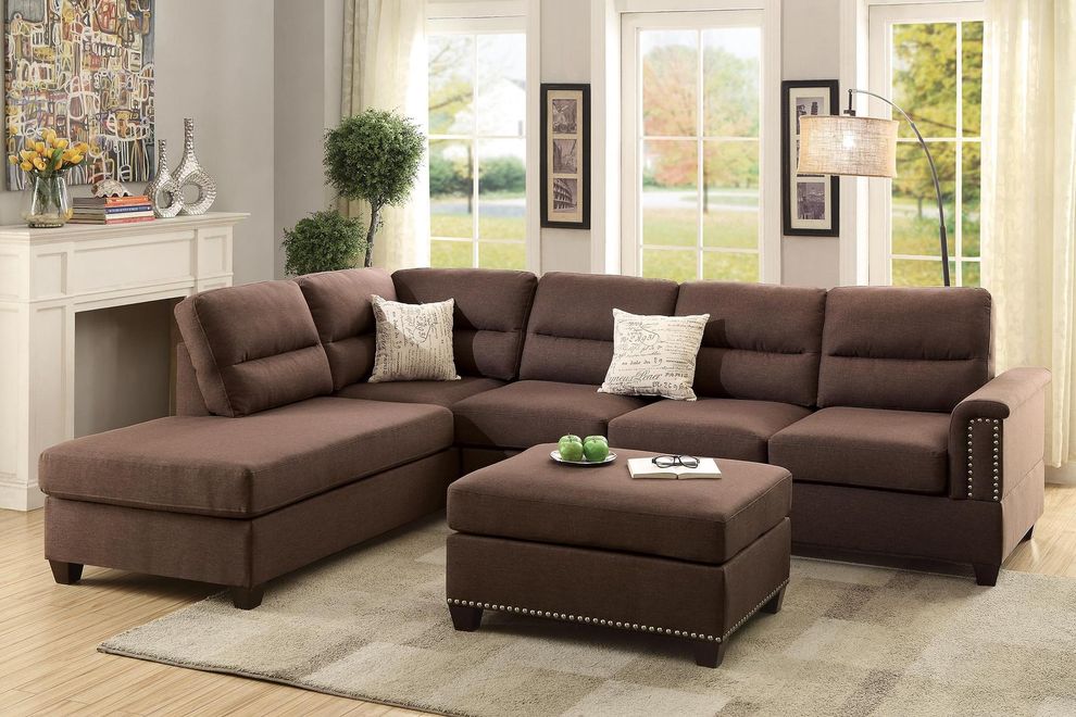 Truffle reversible sectional sofa with ottoman by Poundex