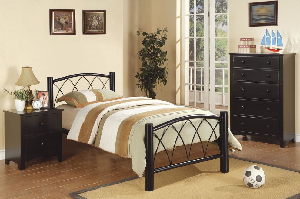 Kids black metal bed frame w/ 15 slats by Poundex
