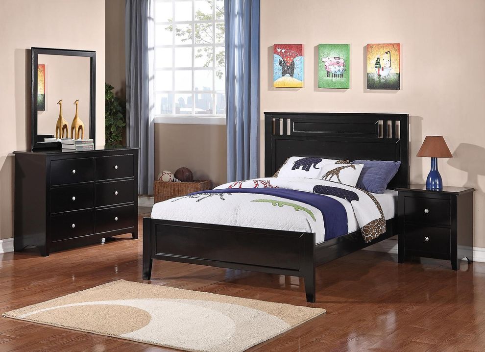 Twin size youth/kids casual style bed in black by Poundex