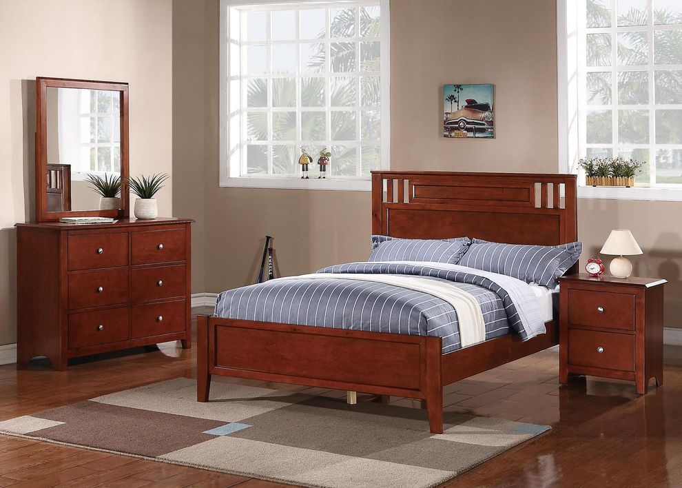 Twin size youth/kids casual style bed in cherry by Poundex
