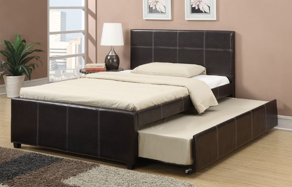 Metro-style platform full bed w/ twin trundle by Poundex