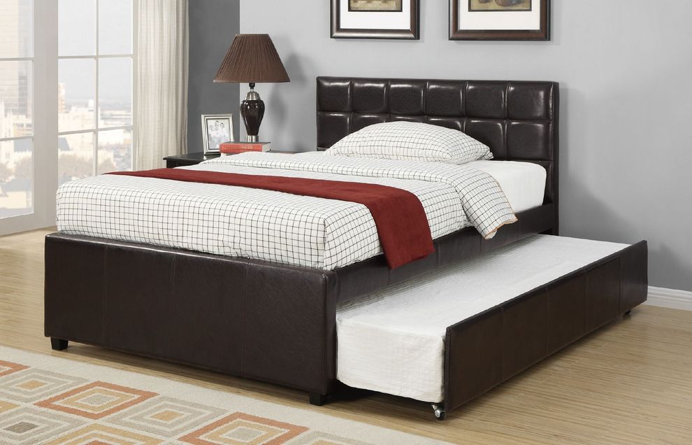 Metro-style platform full bed w/ underbed twin trundle by Poundex