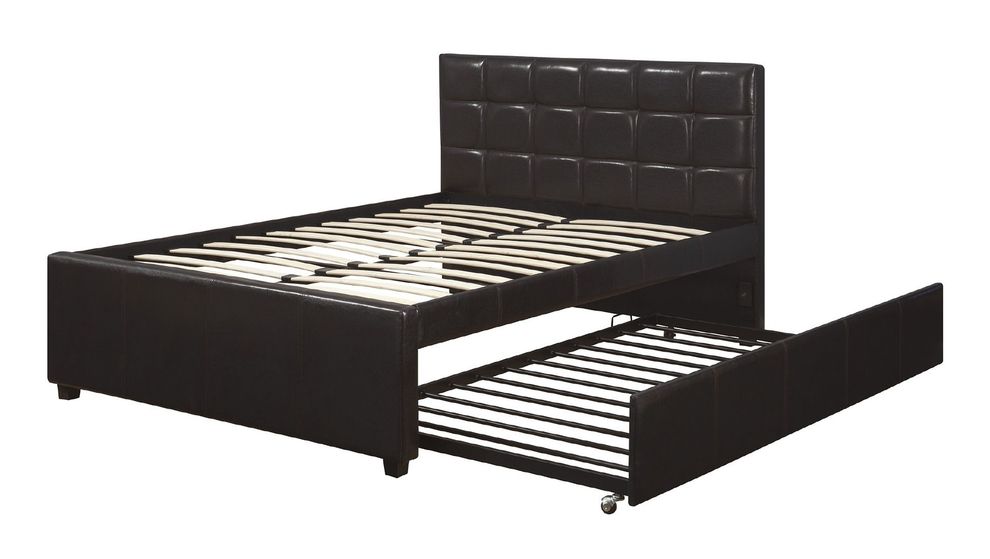Affordable brown platform twin bed w/ trundle by Poundex