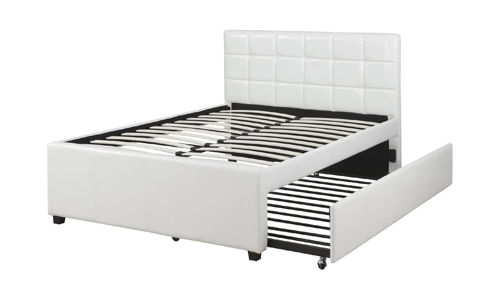 Affordable white platform twin bed w/ trundle by Poundex