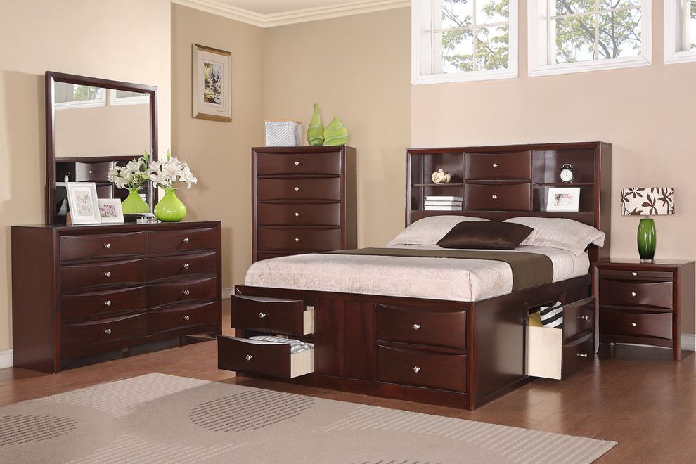 Storage w/ drawers modern platform king bed by Poundex