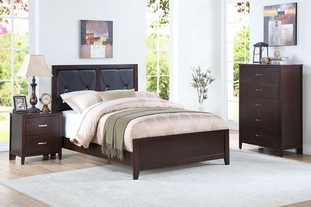 Dark cherry youth bed in casual style by Poundex