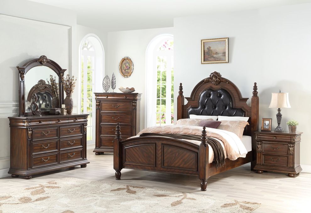 Antique poster king bed in traditional style by Poundex
