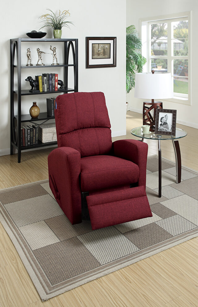 Swivel recliner chair in carmine polyfiber by Poundex