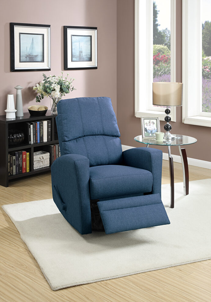 Swivel recliner chair in navy polyfiber by Poundex