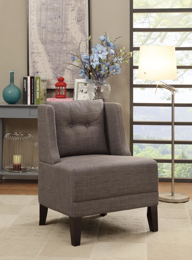 Brown linen fabric casual style chair by Poundex
