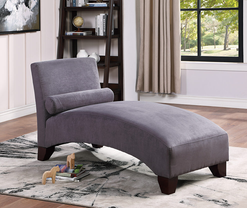 Gray microfiber chaise lounge by Poundex