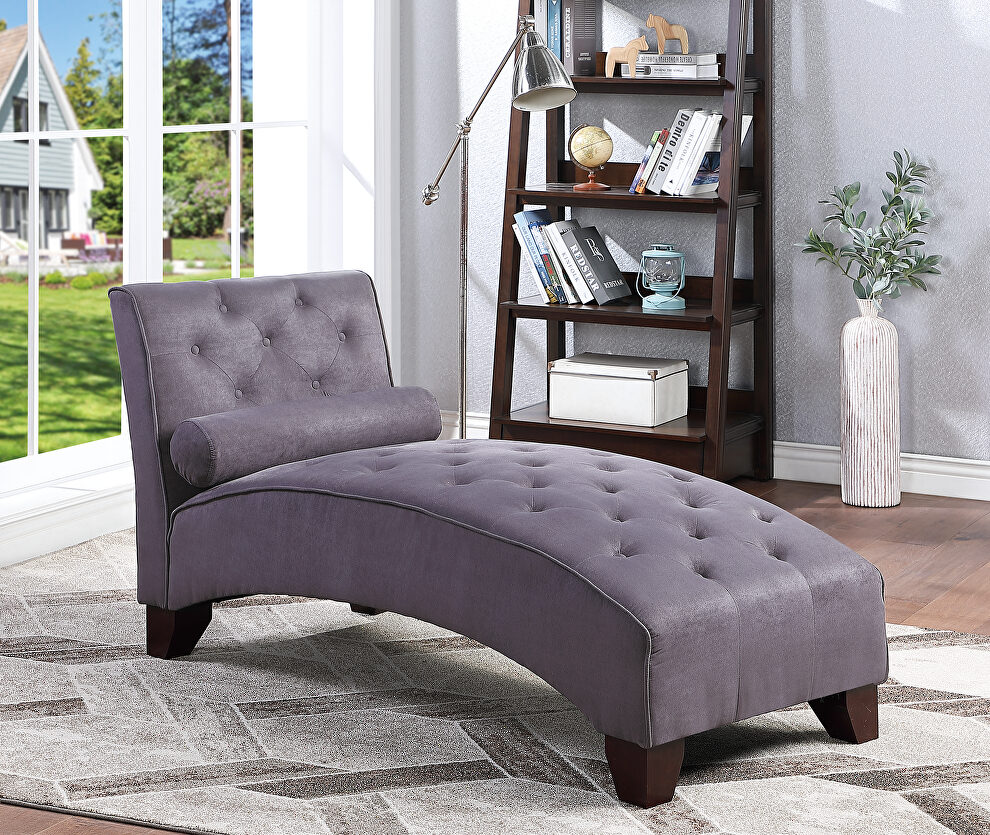 Gray microfiber chaise lounge by Poundex