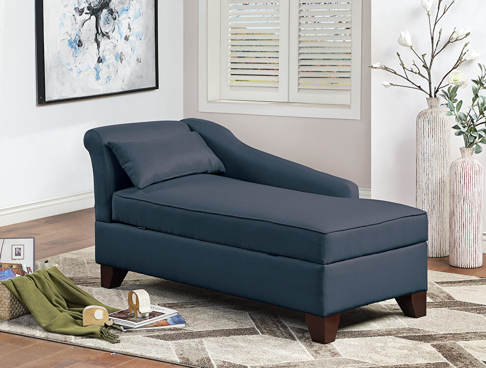 Dark blue polyfiber chaise lounge by Poundex