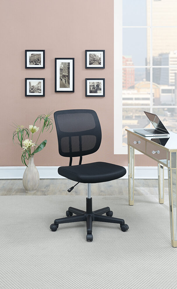 Black mesh fabric casual style office chair by Poundex