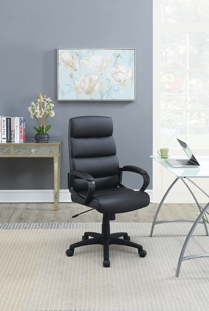 Black pu pvc office chair with high back by Poundex