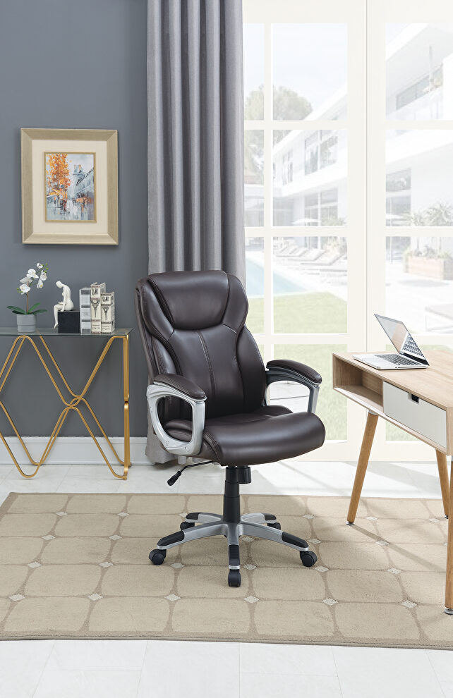Brown pu leather office chair by Poundex