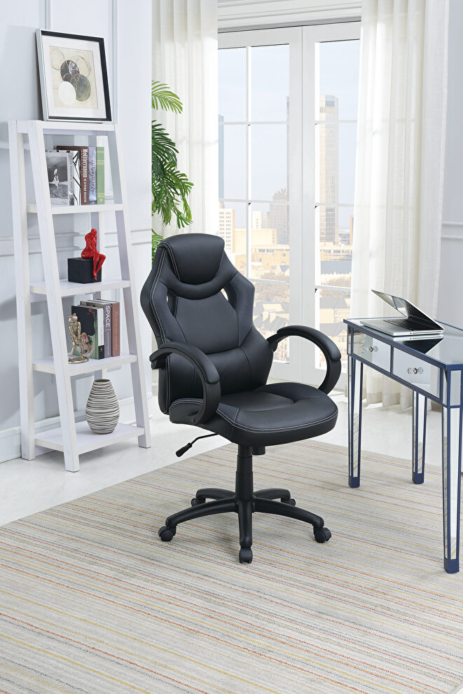 Black and gray pu office chair by Poundex
