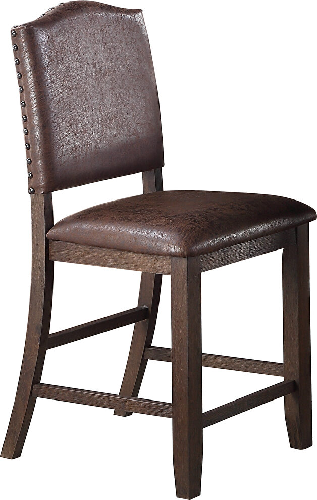 Brown faux leather upholstered counter height chair by Poundex