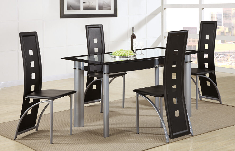 Tempered glass top 5pcs dining set by Poundex
