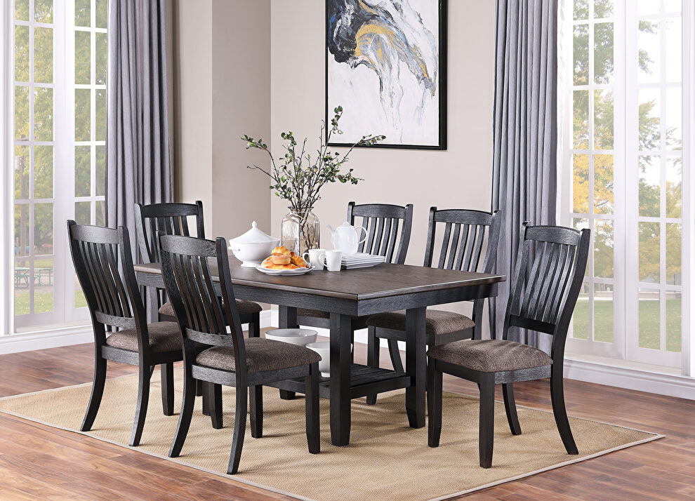Gray wood and veneers dining table by Poundex