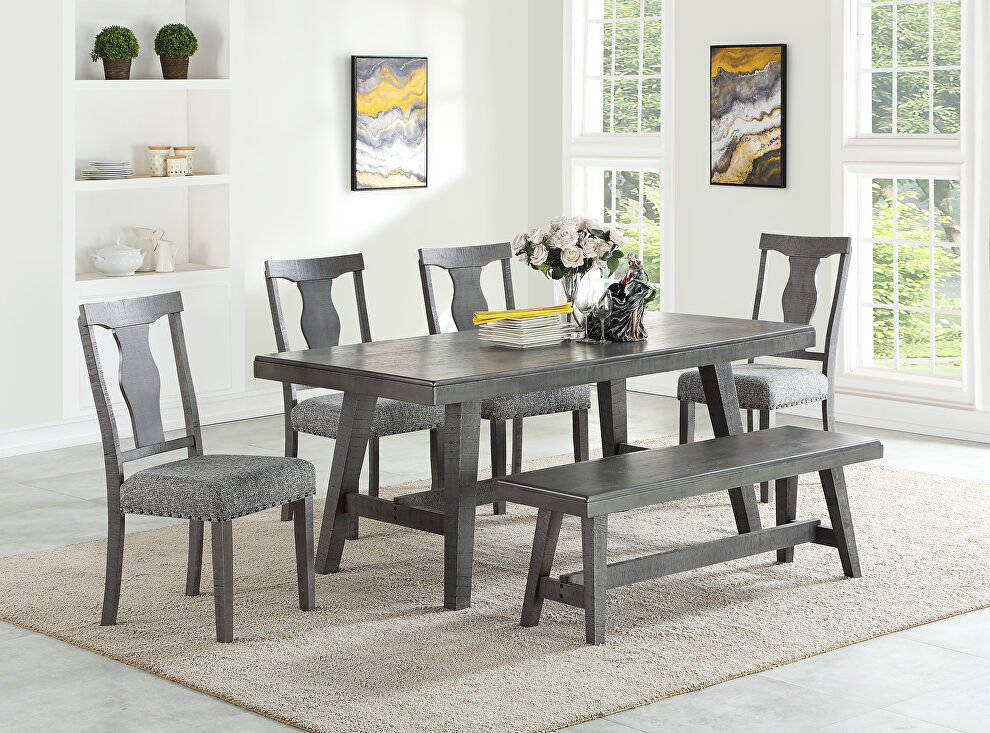 Gray woods and veneers dining table by Poundex