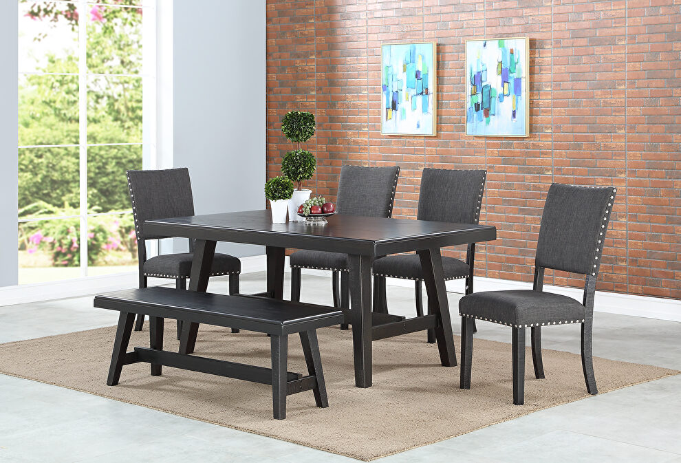 Black woods and veeners dining table by Poundex