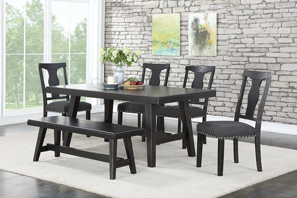 Black woods and veeners dining table by Poundex