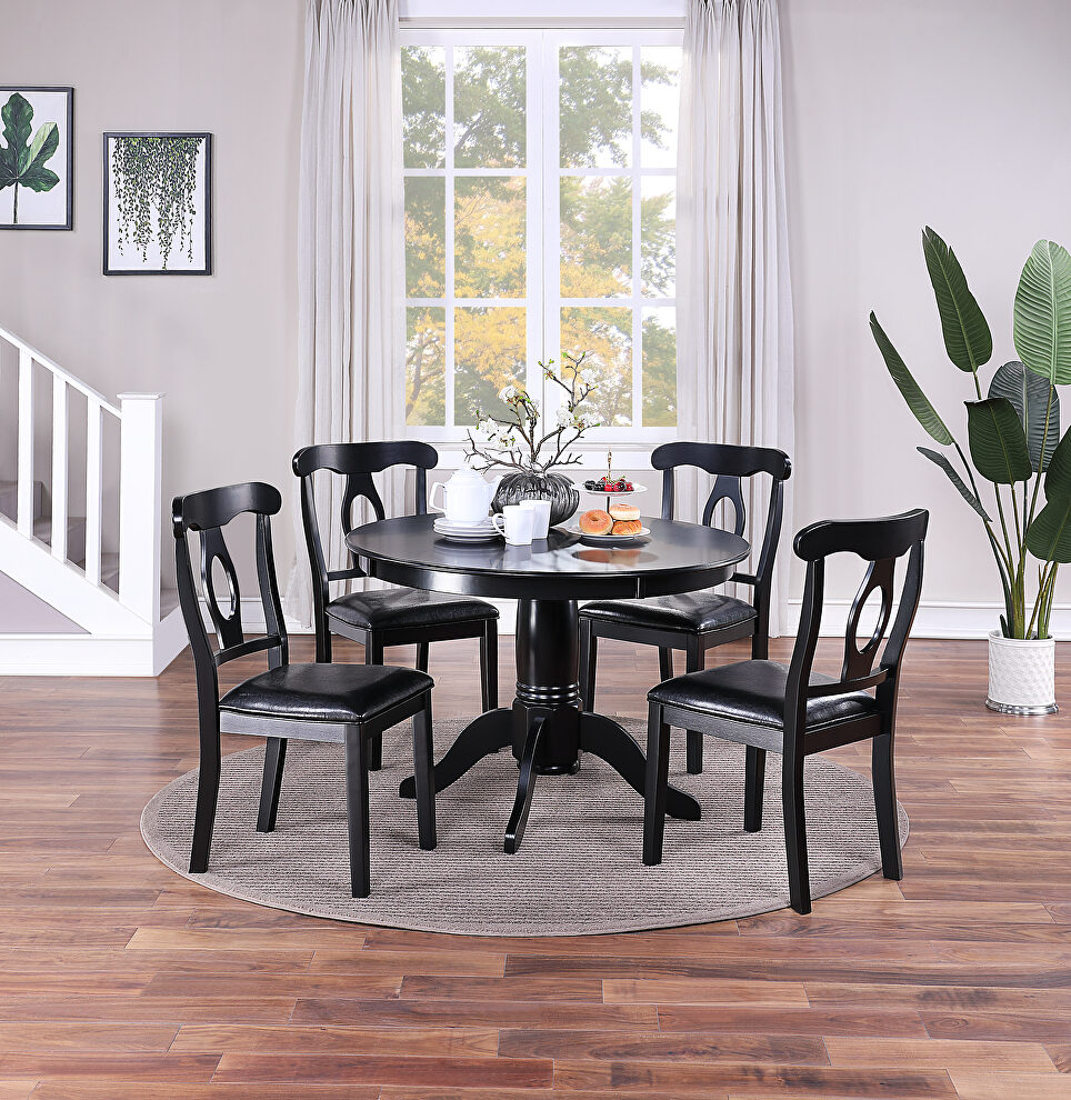Black wooden top 5-pc dining set by Poundex