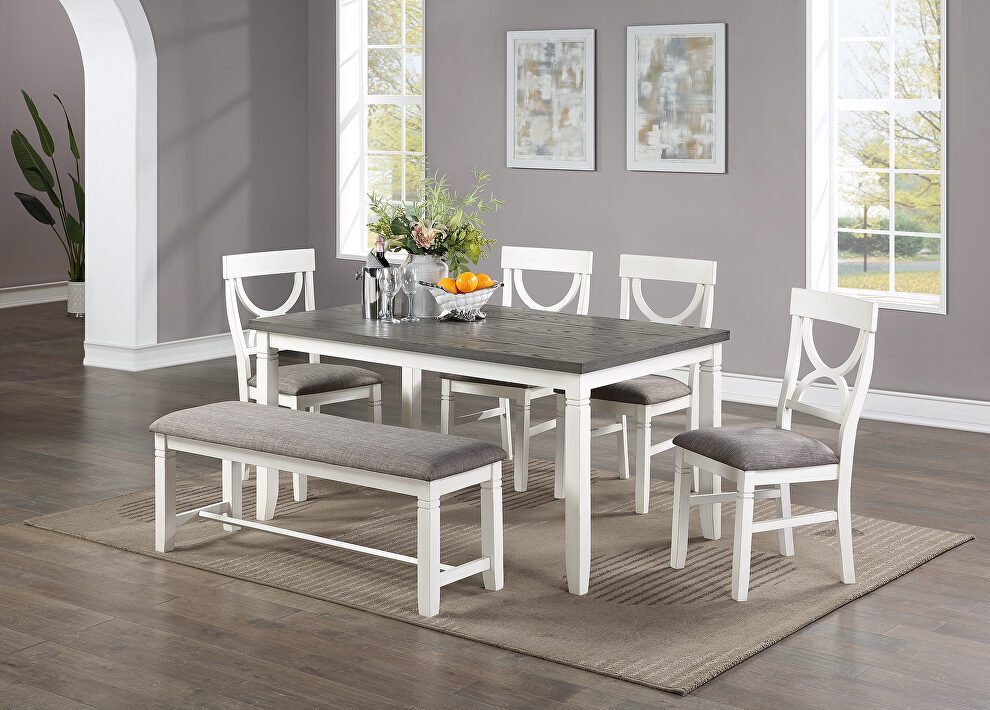 5pcs dining table set with x-shaped back chairs by Poundex