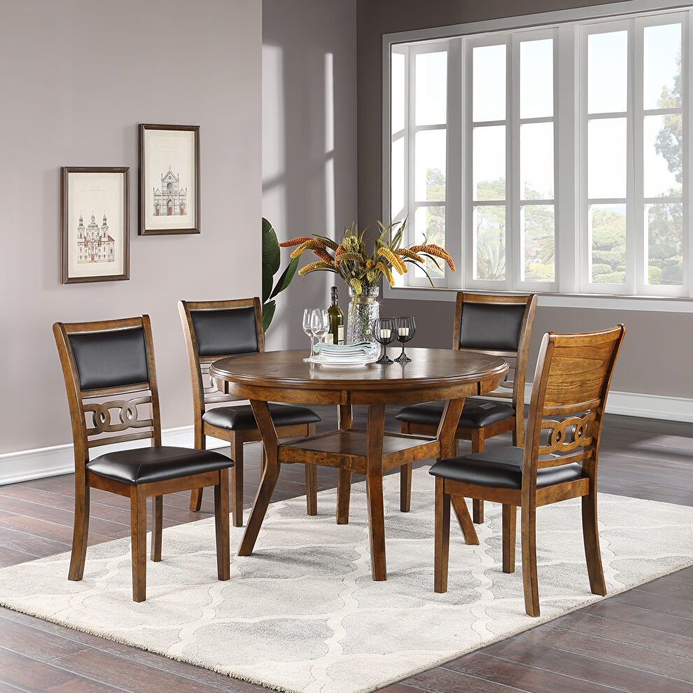Walnut solid wood / veneer 5pcs casual dining set by Poundex