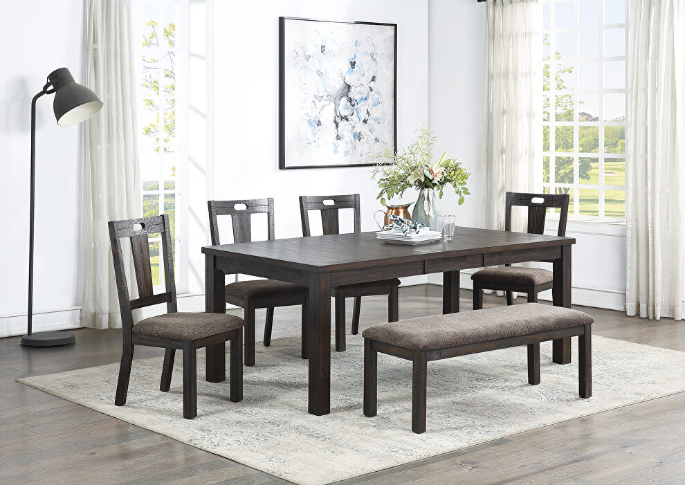 Family size dining table w/ leaf in charcoal finish by Poundex