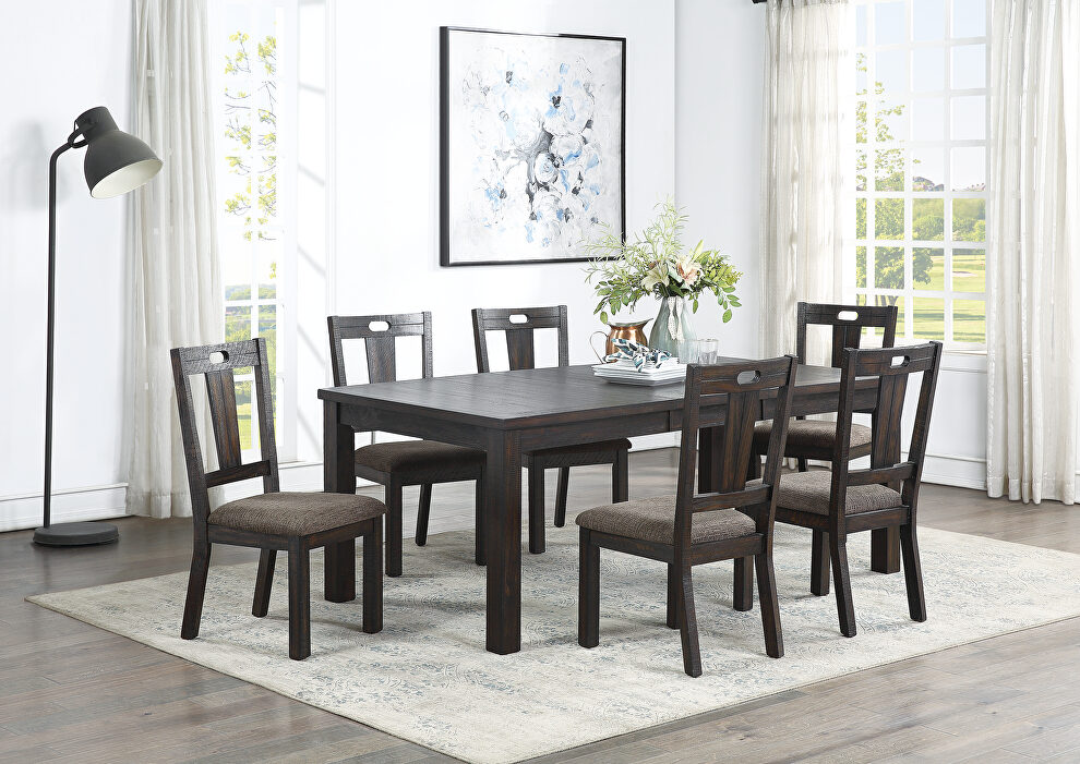 Casual family size dining table w/ leaf in charcoal finish by Poundex