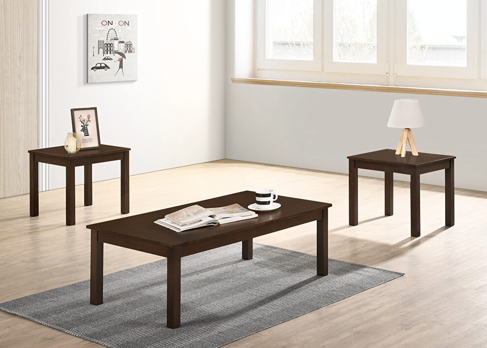 Brown paper veneer top 3pcs coffee table set by Poundex