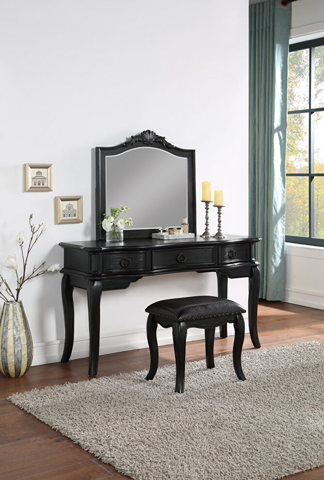 Black vanity + stool set in royal style by Poundex
