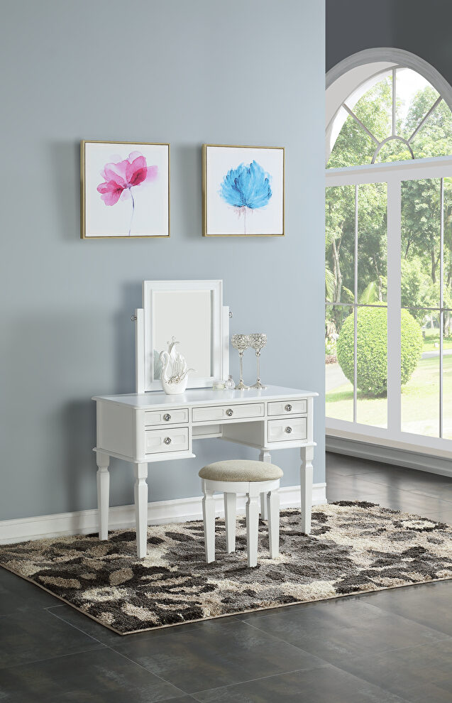 White vanity w/ stool set by Poundex