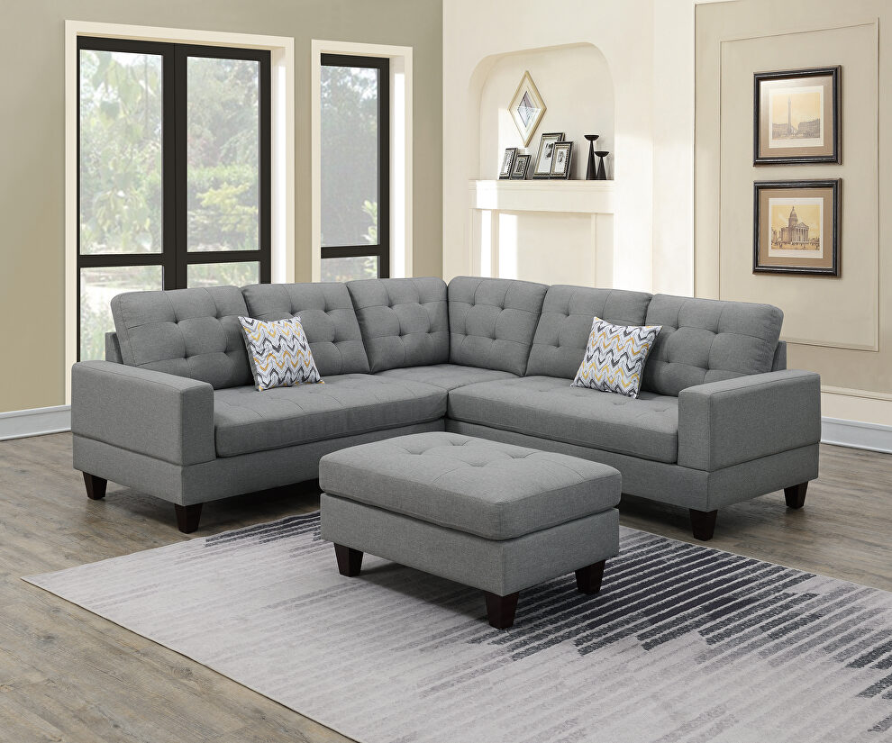 Gray polyfiber 3-pcs casual sectional set by Poundex