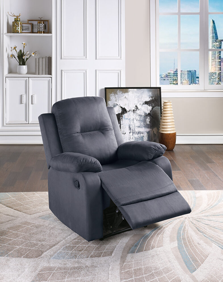 Recliner chair in ebony plush microfiber fabric by Poundex