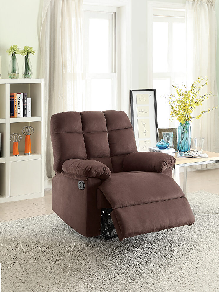Recliner chair in chocolate plush microfiber by Poundex