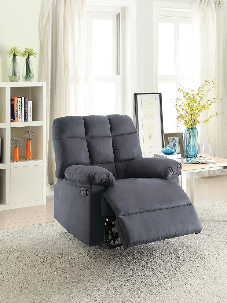 Recliner chair in ebony plush microfiber by Poundex