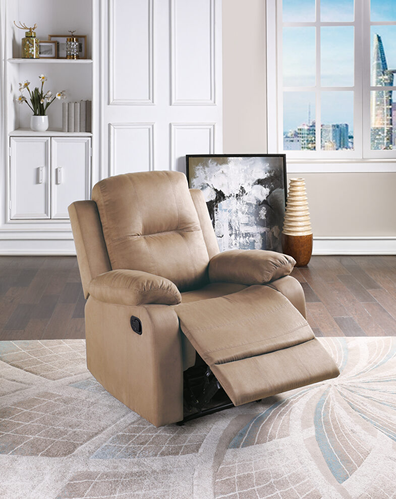 Recliner chair in peat plush microfiber by Poundex