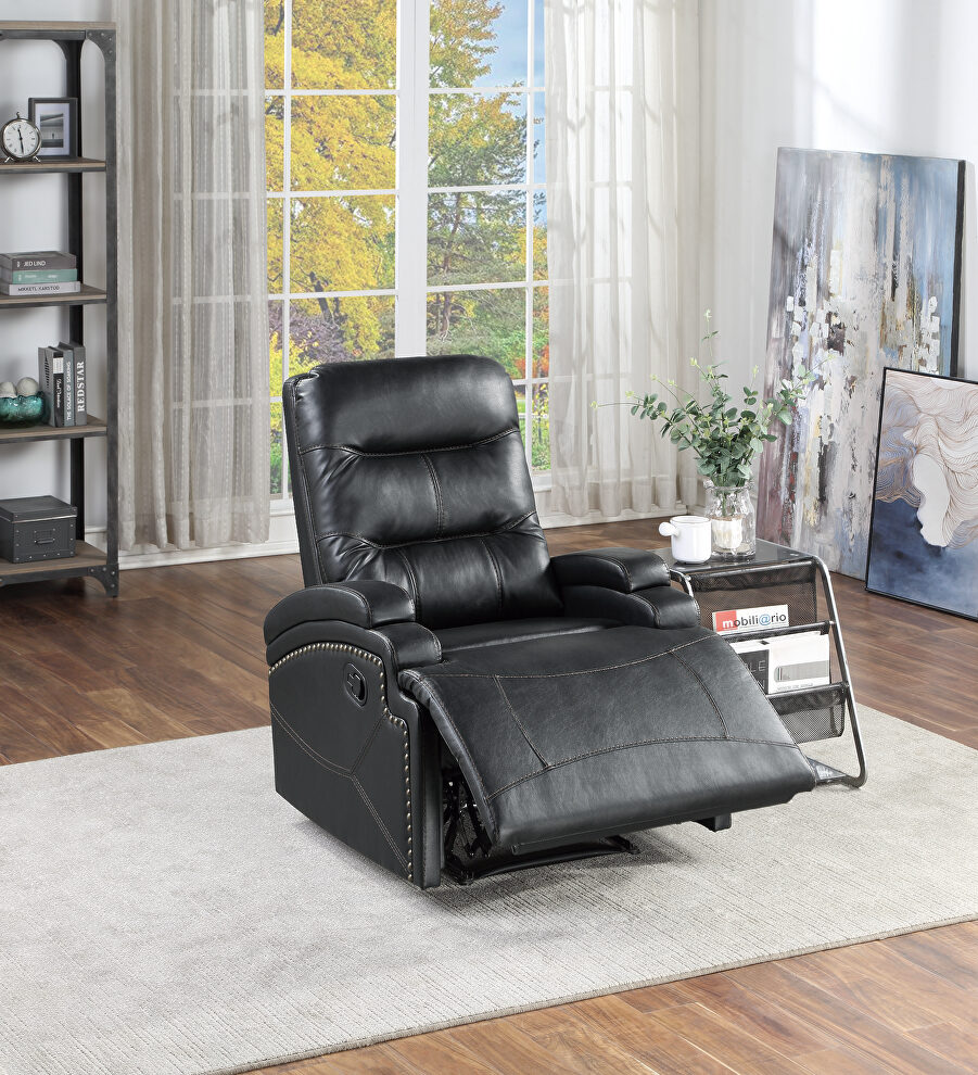 Recliner chair in black faux leather by Poundex